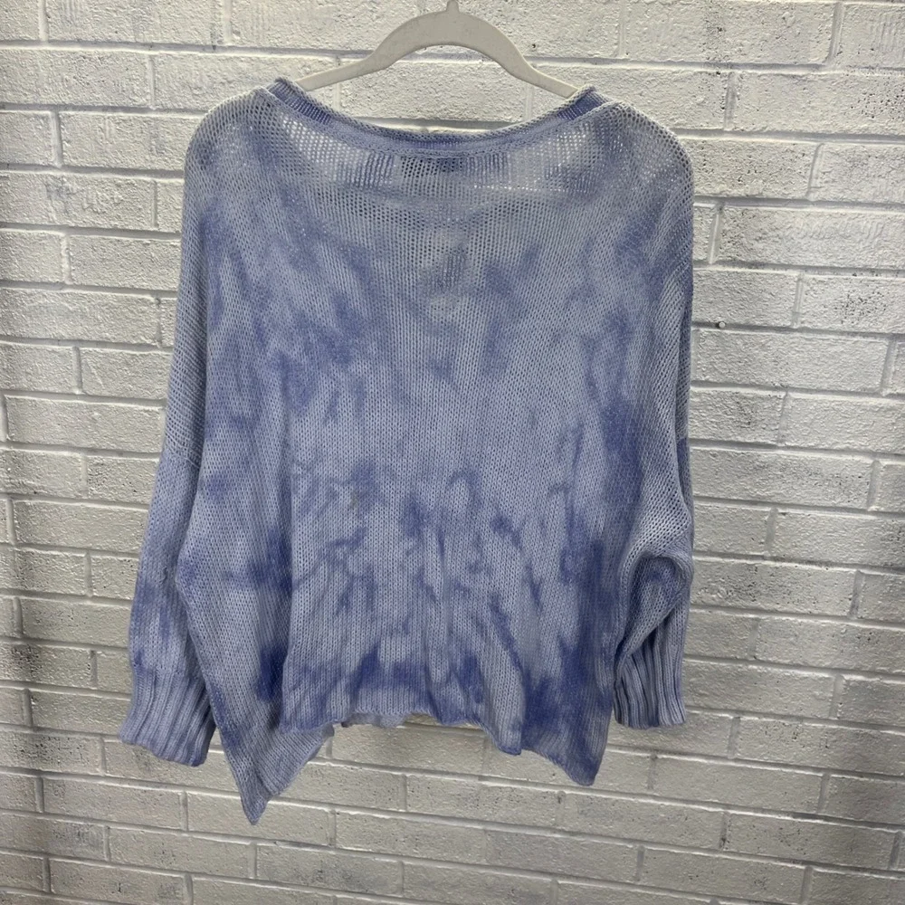 Wooden Ships Tie Dye Sweater Womens S Blue Lightweight Coastal Boho Slouchy